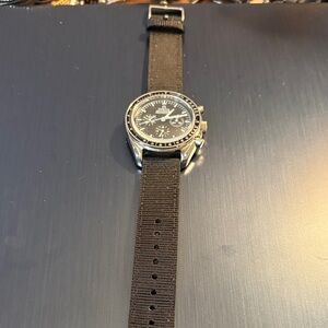 Omega Men's Black Dial Stainless Steel Chronograph Watch